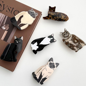 Nuova Molletta per Capelli a Forma di Gatto 2026 per Donne, Clip in Acetato a Forma di Animale per <span class=keywords><strong>il</strong></span> Collo, Fermaglio Decorativo, Fascia per Capelli, Clip a Forma di Gatto e Squalo - Product Image 1