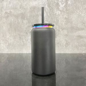 Gobelet isotherme en acier inoxydable 16oz avec logo personnalisé et motif arc-en-ciel sous le métal, idéal pour gravure laser - Product Image 4