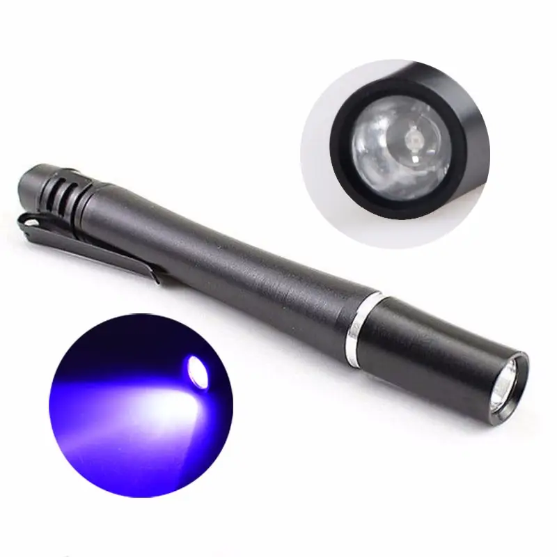 3W Mini Pocket UV Pen Flashlight 395nm 1 LED Ultraviolet Torch Aluminum Alloy UV Pen Light Amber Portable Lanterna By 3AAA