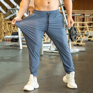 Мужские спортивные штаны для спортзала, тонкие брюки для фитнеса, облегающие быстросохнущие нейлоновые эластичные Мужские штаны для бега