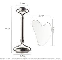 Masseur Gua Sha personnalisé 2025 avec logo, en acier inoxydable, rouleau de jade, rouleau facial, pierre de jade et ensemble Gua Sha