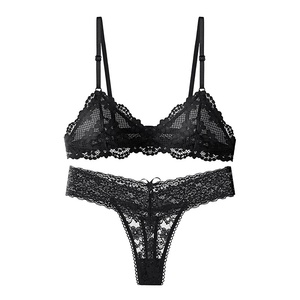 Ensemble soutien-gorge sans couture <span class=keywords><strong>en</strong></span> dentelle pour <span class=keywords><strong>femme</strong></span>, bikini taille basse sans armatures, dos sexy <span class=keywords><strong>en</strong></span> <span class=keywords><strong>V</strong></span> profond, respirant, à bretelles ajustables - Product Image 2