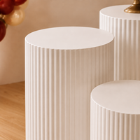 Juego de 5 Pedestales Cilíndricos Blancos Acanalados para Exhibición de Pasteles de Boda, Soporte para Postres, Soporte para Flores, Decoración para Fiestas y Eventos