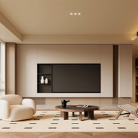 Meuble TV mural moderne sur mesure, console multimédia à poser au sol, unité de rangement en panneaux de particules pour salon et appartement