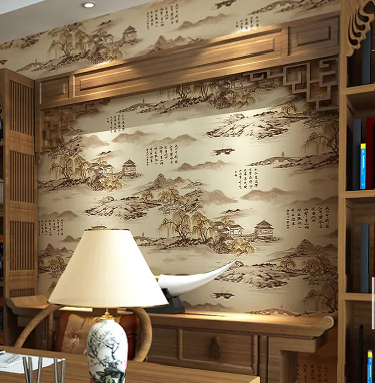 Papel tapiz de seda pintado a mano para decoración de interiores, papel tapiz de estilo chino con flores, pájaros, para sala de estar y dormitorio, personalizado