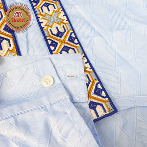 Ensemble Sur Mesure Africain Homme 2 Pièces <span class=keywords><strong>Bazin</strong></span> <span class=keywords><strong>Jupe</strong></span> et Pantalon Tenue Traditionnelle de Mariage Vêtements Broderie Dashiki Riche Pour Fête - Product Image 3