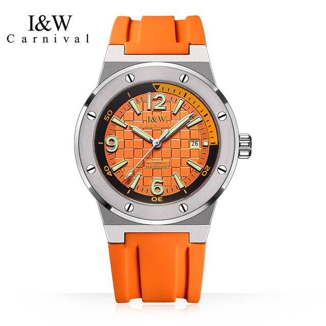 For Ciga Design Luxury Orange Automatic Mechanical Watch for Men Custom Logo Water Resistant with Stainless Steel Case and Band