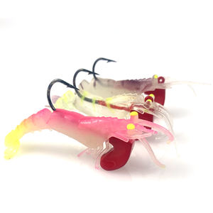 Esca Morbida a Forma di Gamberetto per <span class=keywords><strong>Pesca</strong></span>, Affondante in Piombo, Gamberetto in Plastica Luminescente <span class=keywords><strong>con</strong></span> Ami - Product Image 4