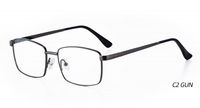 Monturas de Gafas Rectangulares de Metal Duraderas y Elegantes para Hombre, Color Negro Clásico con Patrón Sólido Resistente para Lectura