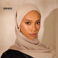 Hijab en Chiffon Perlé Imprimé de Qualité Supérieure, Écharpe Traditionnelle en Chiffon pour Femmes Musulmanes