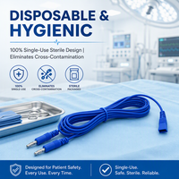 Câble de coagulation bipolaire stérile jetable 3M, norme américaine, avec fiche ergonomique angulaire et double connecteur banane pour la chirurgie