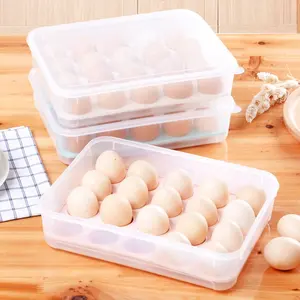 20 huevos de cartón de plástico refrigerador Caja de almacenaje de la cocina de la huevo compartimento capa de soporte de plástico contenedor sellado