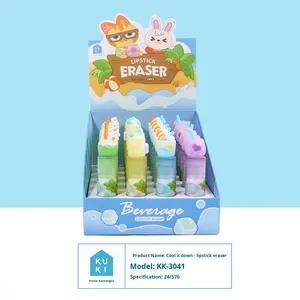 <span class=keywords><strong>KUKI</strong></span> Creative Stationery Factory Nouveauté en gros Gomme crayon rouge à lèvres en plastique, nettoyage sans trace, spéciale école primaire - Product Image 6