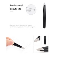 Pinzas para Cejas Personalizadas de Acero Inoxidable Antiestáticas en Negro, Rosa y Dorado con Punta Biselada para Depilación de Marca Propia