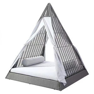 Ensemble de mobilier d'extérieur, lit de <span class=keywords><strong>soleil</strong></span> en osier avec canapé-lit à baldaquin - Product Image 6
