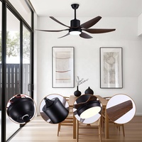 Ventilateur de plafond à moteur CC à 6 pales et 6 vitesses avec télécommande Lampe LED de 54 pouces Design moderne économe en énergie