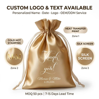 Sac à poussière en satin personnalisé avec logo, pochette souple à cordon, emballage de luxe réutilisable pour cadeaux de mariage et de festival