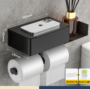 Portarotolo da Parete Autoadesivo <span class=keywords><strong>per</strong></span> <span class=keywords><strong>Bagno</strong></span>, Contenitore Multifunzione <span class=keywords><strong>per</strong></span> <span class=keywords><strong>Salviette</strong></span> Umidificate, Nero Opaco, <span class=keywords><strong>per</strong></span> Casa - Product Image 5