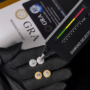 Pendientes de Moissanita Zuanfa Jewelry, 10x10.5mm, Oro, Plata, Oro Rosa, Plata de Ley S925, para Hombre y Mujer - Product Image 4