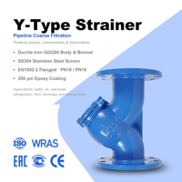 Saringan Y Strainer SS304 dengan Sumbat Layar, Badan Besi Ulet GGG50, PN10 PN16, Berflens, Bersertifikasi ISO9001, Filter Pipa, Suhu Maksimum 425C