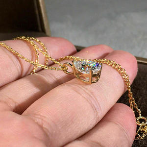 Collier Pendentif en Cristal XL937 Plaqué Or Laiton Sertissage Griffe Goutte d'Eau Style Classique Unisexe Usage Quotidien Chaîne Maille Forçat - Product Image 5