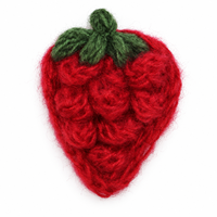 Applique en fil tricoté 3D fraise rouge, 7x5cm, pour pulls, chapeaux, sacs, bandeaux, nœuds pour cheveux et travaux manuels de couture DIY