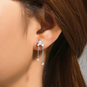 Aretes CANNER de Plata Esterlina 925 con Circonita Blanca, Diseño de Borla y Cadena, Chapados en Oro de 18K para Chicas - Product Image 5