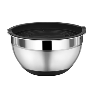 Nhà máy cung cấp nhà sử dụng thân thiện với môi trộn salad bát đặt thép không gỉ phục vụ bát với Silicone nắp dưới - Product Image 6