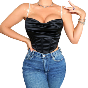 Top Corto Tipo Corsé Ajustado para Mujer 2026, Tejido de Punto Transpirable de Spandex/Algodón, Patrón Bordado Estampado, Estilo Sexy para Club - Product Image 1