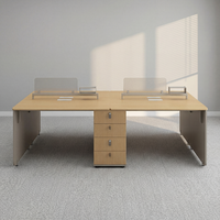 Poste de travail de bureau double face pour 4 personnes avec tiroirs centraux, directement de l'usine