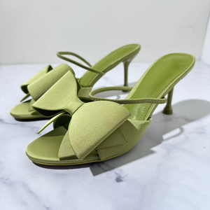 2025 Summer New Women's High Heel <strong>Sandals</strong> Blue Silk Texture <strong>Bow</strong> High Heel <strong>Sandals</strong> Chain Matte Crescent Bag Set Fashion Trend - Product Image 5