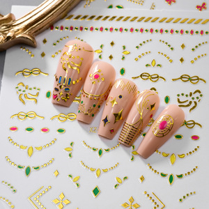 12 pegatinas 3D de metal plateado <span class=keywords><strong>con</strong></span> rayas y estrellas para uñas, calcomanía <span class=keywords><strong>francesa</strong></span> bronceadora <span class=keywords><strong>con</strong></span> ondas para <span class=keywords><strong>manicura</strong></span>, 10*8cm, DIY, líneas triangulares arcoíris, deslizador de uñas - Product Image 3