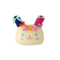 Bantal Lempar Boneka Plush Super Lembut Bertema Kartun Kelinci Bunga, Selimut AC, Penutup Sabuk Pengaman Mobil, Kapas PP