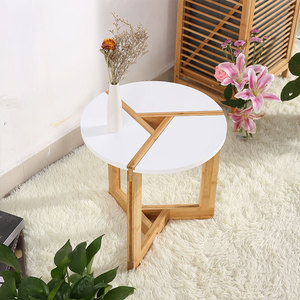 Bamboo Coffee <b>Table</b> With <b>White</b> Top And Wooden Frame For Living Room Or Office Eco Friendly Design - Product Image 4
