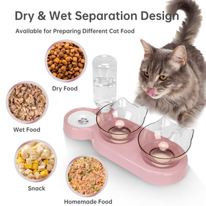 <span class=keywords><strong>Pink</strong></span> destacável ajustável Cat Food <span class=keywords><strong>Bowl</strong></span> com suporte Duplo 15 ° Tilted <span class=keywords><strong>Pet</strong></span> <span class=keywords><strong>Bowl</strong></span> com built-in dispensador de água Cat <span class=keywords><strong>Bowl</strong></span> Elevated - Product Image 3