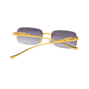 Lunettes de soleil rectangulaires sans monture SPUKA de luxe pour hommes et femmes, monture léopard, verres dégradés, protection UV400, logo personnalisé - Product Image 2
