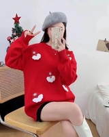 Pull de Noël d'hiver pour femmes, pull-over à manches longues et col ras du cou pour paresseux.