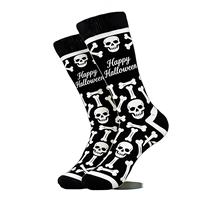 Chaussettes de costume de fête populaires pour hommes, grande taille, en coton, Halloween, motif crâne, squelette, amusantes, streetwear