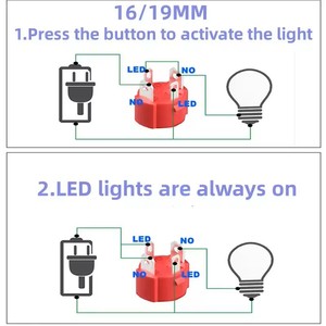 Tự khóa không thấm nước <span class=keywords><strong>LED</strong></span> chiếu sáng nút nhấn tạm thời chuyển đổi 5V 12V 220V 220V 12/16/19/22mm kim loại IP65 - Product Image 3