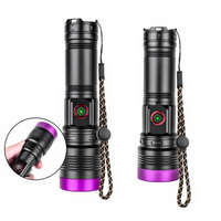 Potente Linterna UV 365 Multifuncional con Zoom Telescópico, Impermeable, Recargable Tipo-C, Luz Púrpura