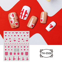 Autocollants personnalisés pour nail art Saint-Valentin, motifs roses HENA, style vent, OEM pour l'Europe et l'Amérique