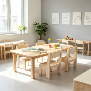 Meubles en bois modernes pour garderie Montessori, crèche, école maternelle, fabricant de tables et de chaises, centre d'apprentissage - Product Image 1