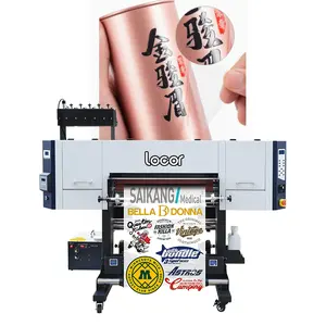 Locor mesin cetak stiker film transfer dingin pencetak dtf roll ke rol uv 24 inci ukuran A2 60cm dengan laminator