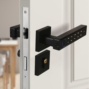 Cerradura inteligente de huella dactilar para puerta de madera interior con manija antigraffiti, desbloqueo por código, sin perforaciones, para oficina, estudio, dormitorio - Product Image 2