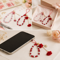 Porte-clés de téléphone pour femmes et filles, motif chat de dessin animé, en alliage de zinc, avec dragonne et pendentif fleur, pour clés de voiture et téléphone portable