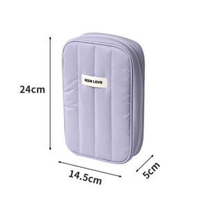 Water Resistant Nylon Cosmetic Pouch Silver Medium Zipper Travel Organizer Fashion Style OEM - Product Image 4