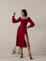 OEM Robe longue personnalisée de haute qualité 2021 à col carré et manches évêque à fente haute pour femmes
