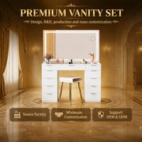 Table de toilette moderne à LED sur mesure, avec rangement, vente en gros OEM pour la maison, directement de l'usine