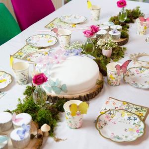 Factory Direct 9 Inches Modern Style FOIL Fairy Paper <b>Plates</b> Girls Floral Birthday Disposable Tableware Hot Selling Scalloped - Product Image 3