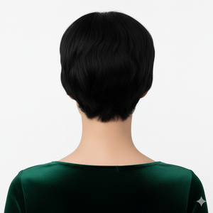 <span class=keywords><strong>Perruque</strong></span> vintage en cheveux brésiliens Remy coupés - <span class=keywords><strong>Perruque</strong></span> courte bob 100 % cheveux humains avec ondulations au doigt - Product Image 3